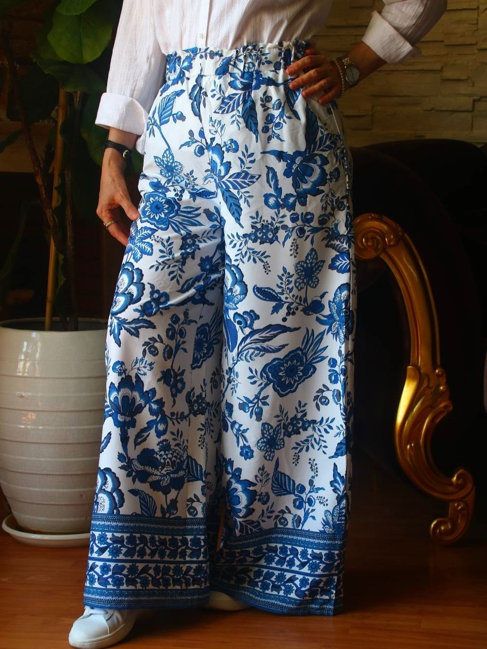 شلوار طرحدار آبی