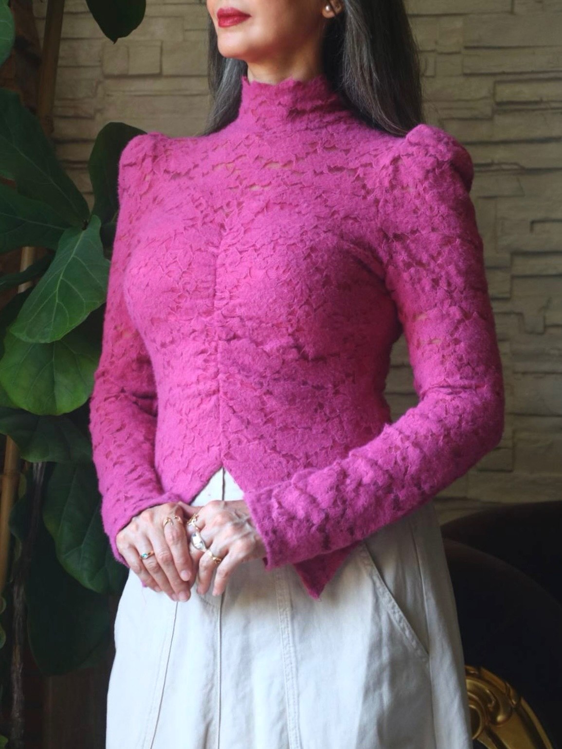 شومیز گیپور صورتی